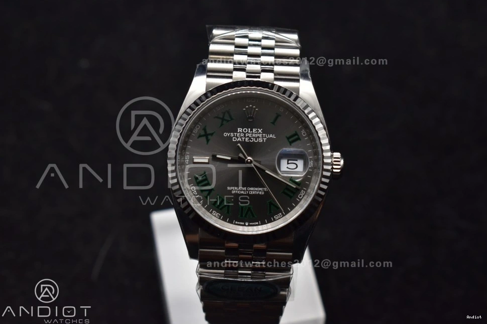 VR3235 Markers Green Dial on 1:1 Roman Edition Bracelet Steel 36 904L Jubilee Clean Gray Best DateJust 126234 0409